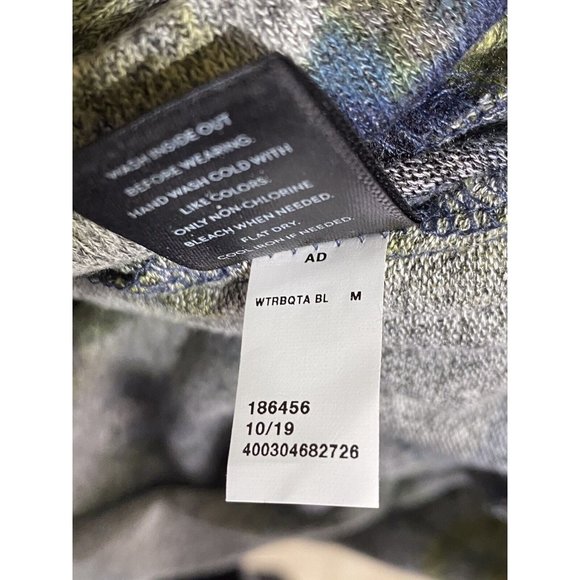 Simply Vera Sz M Gray Chartreuse Blue Floral Ruched V Neck Lightweight Sweater - Picture 9 of 10